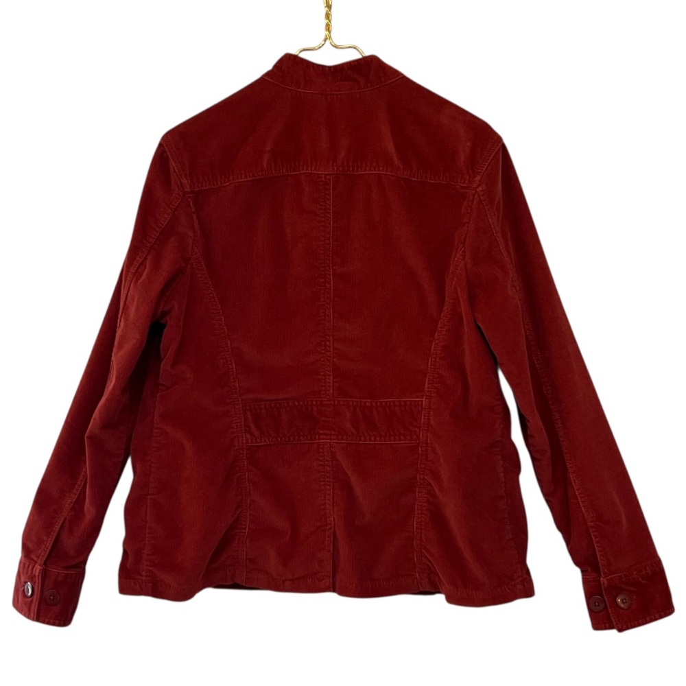 L.L. Bean Deep Rust Red Corduroy Utility Jacket Button Front Size Large - Picture 3 of 7